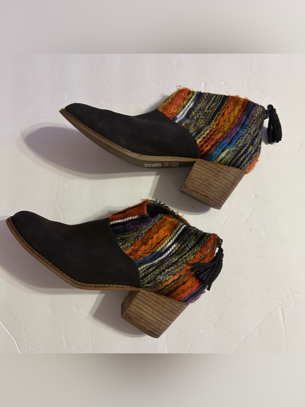 Toms Multicolor Knit Ankle Boots with Black Toe